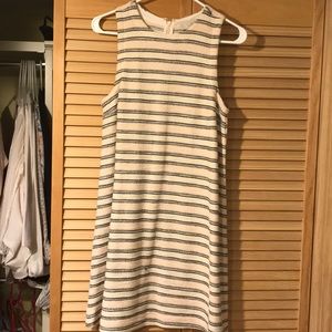 Cream, pink and black striped dress from loft